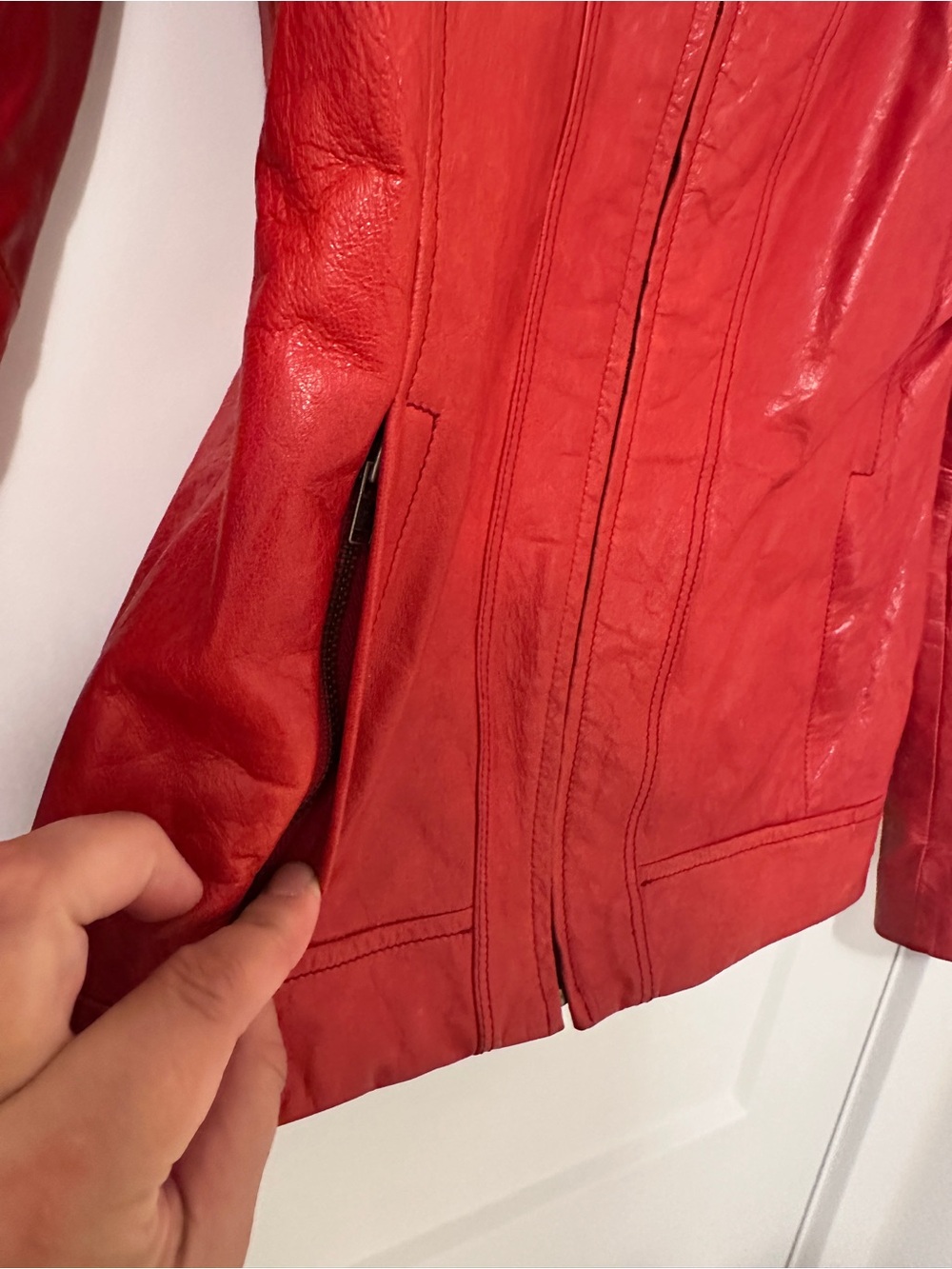 Vintage Danier Red Leather Moto Jacket Size XS Women’s - Picture 6 of 14